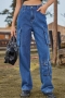 casual plus-size non-stretch denim pocket cargo pants_Black_Dark Gray_Dark Green_Sky Blue_Dark Blue
