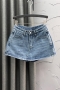 stylish plus size slight stretch denim 4 colors all-match skort(size run small)_Black_White_Gray_Blue