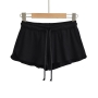 stylish slight stretch 6 colors pocket low waist waffle shorts size run small_Black