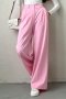 stylish non-stretch two colors high waist wide-leg all-match suit trousers_Pink