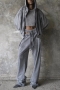 sexy slight stretch hollow high-waist drawstring pants_Gray