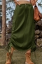 stylish plus size non-stretch denim 3 colors drawstring cargo midi skirt_Black_Dark Green
