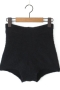 stylish slight stretch solid color slim high waist knitted shorts_Black