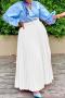 casual plus size non-stretch solid color with belt high-waist maxi skirt_Black_White