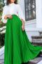 casual plus size non-stretch solid color with belt high-waist maxi skirt_Black_White_Rose Red_Green