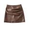 sexy slight stretch pu leather zip-up mini skirt with lined(size run small)_Black_Brown