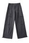 casual non-stretch 5 colors drawstring cargo straight pants(size run small)_Black_Dark Gray
