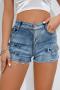 xs-2xl sexy plus-size high stretch denim cotton raw edge hot shorts_Black_Blue