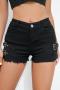 xs-2xl sexy plus-size high stretch denim cotton raw edge hot shorts_Black