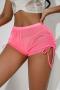 sexy stretch mesh see-through drawstring hot shorts_Black_White_Pink