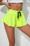 sexy stretch quick dry breathable lace-up slit sports short_Black_White_Red_Orange_Light Green