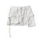 sexy non-stretch solid color irregular pocket mini skirt size run small_White