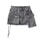 sexy non-stretch solid color irregular pocket mini skirt size run small_White_Gray