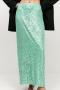 sexy non-stretch 6-colors solid sequins slit zip-up maxi skirt_Black_Pink_Red_Aqua Green