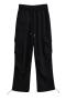 casual non-stretch solid pocket drawstring cargo sweatpants size run small_Black