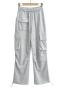 casual non-stretch solid pocket drawstring cargo sweatpants size run small_Black_Gray
