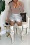 stylish plus size slight stretch rope decor zip-up slim pu shorts(only shorts)_Black_Yellow_Orange_Khaki _Silver