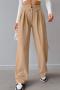 stylish non-stretch 3 colors high waist straight suit pants_Black_Gray_Khaki