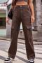 stylish plus size non-stretch solid color 3-colors all-match cargo jeans_Black_Blue_Brown
