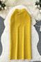 casual slight stretch ribbed knit solid color high-waist midi skirt_Black_White_Magenta_Yellow