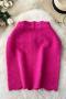 casual slight stretch ribbed knit solid color high-waist mini skirt_Black_White_Gray_Pink_Magenta