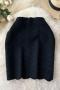 casual slight stretch ribbed knit solid color high-waist mini skirt_Black