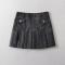 stylish slight stretch pu leather pleated mini skirt with lined(size run small)_Black