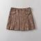stylish slight stretch pu leather pleated mini skirt with lined(size run small)_Black_Brown