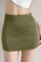 sexy slight stretch 3 colors all-match mini skirt with lined(size run small)_Black_White_Dark Green