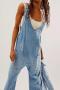casual slight stretch solid color cargo overalls(no underwear)_Dark Green_Sky Blue