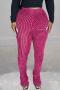 stylish plus size slight stretch stripe knitted 5 colors all-match pants_White_Magenta