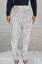 stylish plus size slight stretch stripe knitted 5 colors all-match pants_White