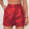 sexy slight stretch pu 3 colors high-waist shorts_Black_Red
