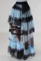 stylish plus size non-stretch contrast color mesh see-through maxi skirt_Magenta_Sky Blue