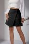 stylish non-stretch solid suede zip-up high waist irregular mini skirt_Black
