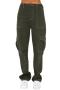 casual plus size non-stretch denim solid color high-waist cargo jeans_Black_Dark Green