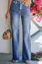 casual plus size non-stretch high-waist washed denim wide leg jeans_Dark Gray_Sky Blue_Blue
