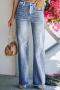 casual plus size non-stretch high-waist washed denim wide leg jeans_Dark Gray_Sky Blue
