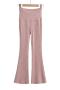 pure color stretch high-waist slim knitted flare casual pants size run small_Black_Gray_Pink