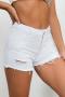 sexy plus size slight stretch denim hole rough edges high-waist shorts_Black_White