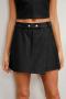 stylish non-stretch solid color pu zip-up all-match skort_Black