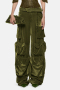 casual non-stretch solid velvet multi-pocket straight cargo pants(without belt)_Dark Gray_Green