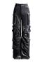casual non-stretch solid velvet multi-pocket straight cargo pants(without belt)_Dark Gray