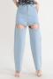 stylish non-stretch two colors rhinestone decor high waist hollow straight jeans_Sky Blue