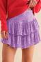 stylish slight stretch solid color sequins zip-up lined mini pleated skirt_Black_Pink_Magenta_Green_Blue_Purple