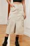 casual plus size non-stretch solid color high waist slit denim midi skirt_Black_Dark Gray_Dark Green_Blue_Beige