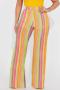 stylish plus size slight stretch knitted stripes high waist wide leg pants_Yellow
