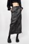 non-stretch pu leather zip-up drawstring slim skirts size run small_Black