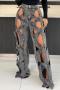 stylish plus size slight stretch hollow all-match straight jeans_Dark Gray