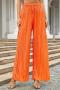casual slight stretch 4 colors drawstring loose all-match pleated straight pants_Black_Orange